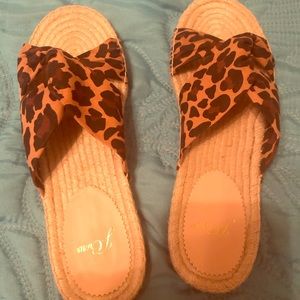 J. Crew Leopard Print Espadrille Slides Size 9